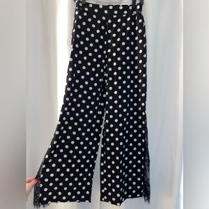 Wide Leg Polka Dot Pants with lace detail